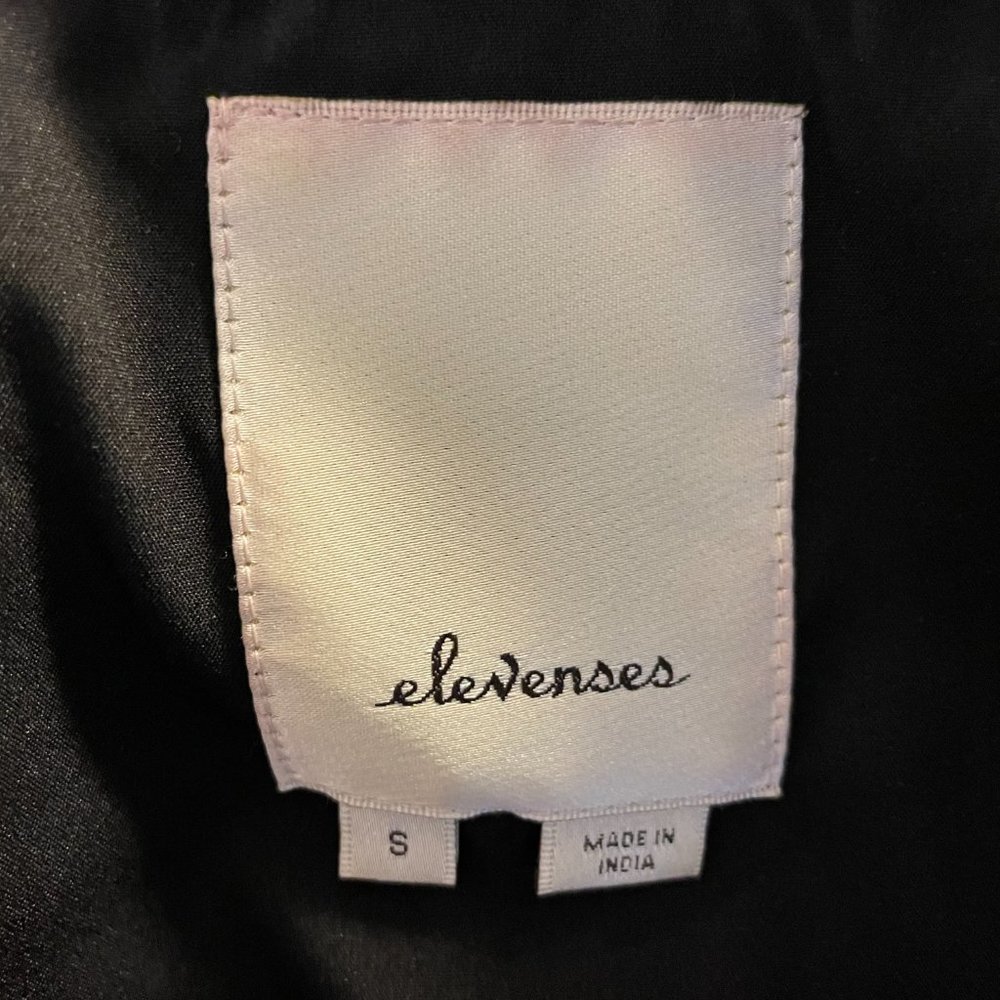 Elevenses Hallie Velvet Bomber Jacket Size S Black Floral Embroidered Beaded - Picture 8 of 8